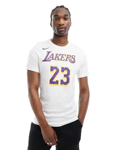 Nike Basketball NBA Unisex LA Lakers Lebron James essential graphic t-shirt in white