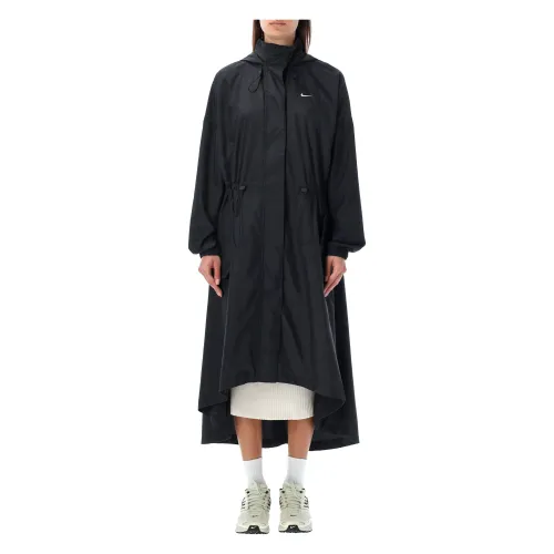 Nike , Black Nylon Trench Coat ,Black female, Sizes: