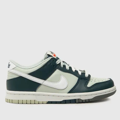 Nike Boys White and Green Dunk Low Trainers
