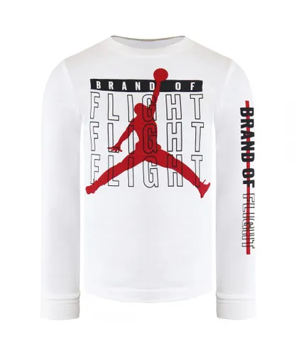 Nike Childrens Unisex Air Jordan Long Sleeve Crew Neck White Kids Top DB7036 100 Cotton