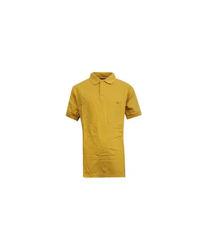 Nike Childrens Unisex Apparel Boys Kids Yellow Button Up Short Sleeved Polo Shirt 421349 704 A6B Textile