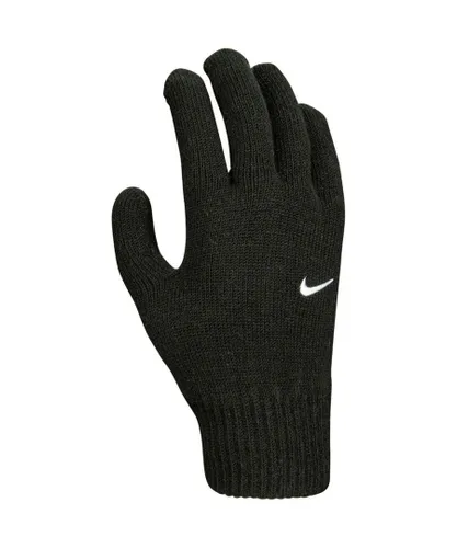 Nike Childrens Unisex Childrens/Kids Knitted Swoosh Winter Gloves (Black/White)
