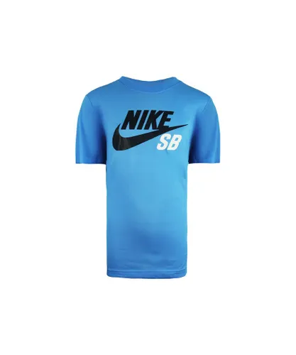 Nike Childrens Unisex Dri-Fit SB Skateboarding Logo Tee Blue Junior Short Sleeve Top 976604 466
