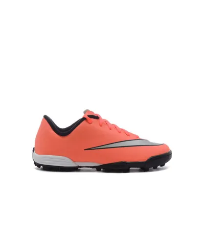 Nike Childrens Unisex Mercurial Vortex II TF Lace Up Orange Kids Football Boots 651644 803