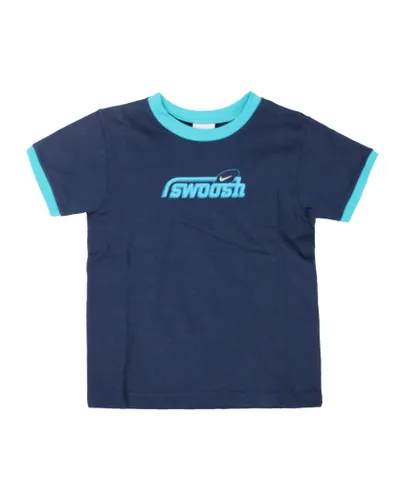 Nike Childrens Unisex Vintage Boys Navy "Swoosh" T-Shirt - Blue