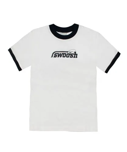 Nike Childrens Unisex Vintage Boys White "Swoosh" T-Shirt