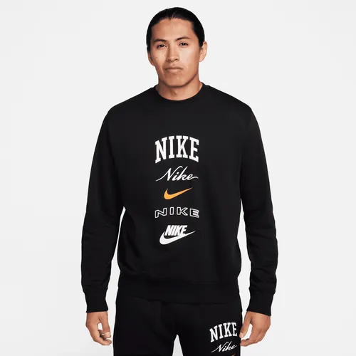 Nike Club Fleece Men's Long-Sleeve Crew-Neck Sweatshirt - Black - Polyester