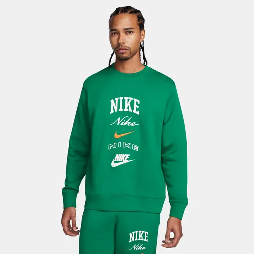 Nike Club Fleece Men's Long-Sleeve Crew-Neck Sweatshirt - Green - Polyester