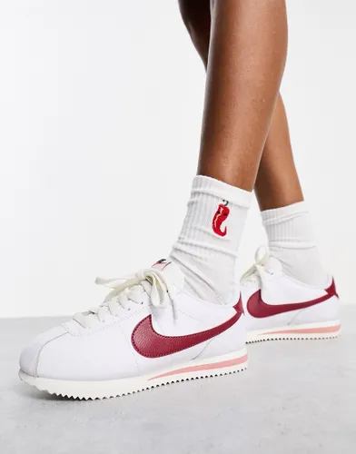 Nike Cortez leather trainers in white and red - WHITE