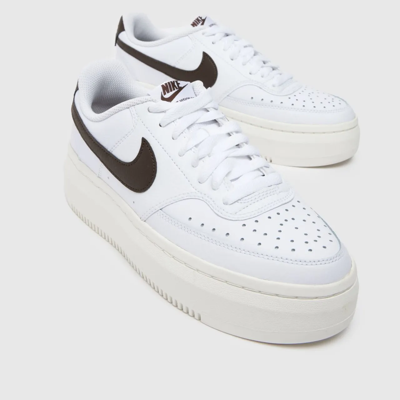Nike Court Vision Alta Trainers in White & Brown