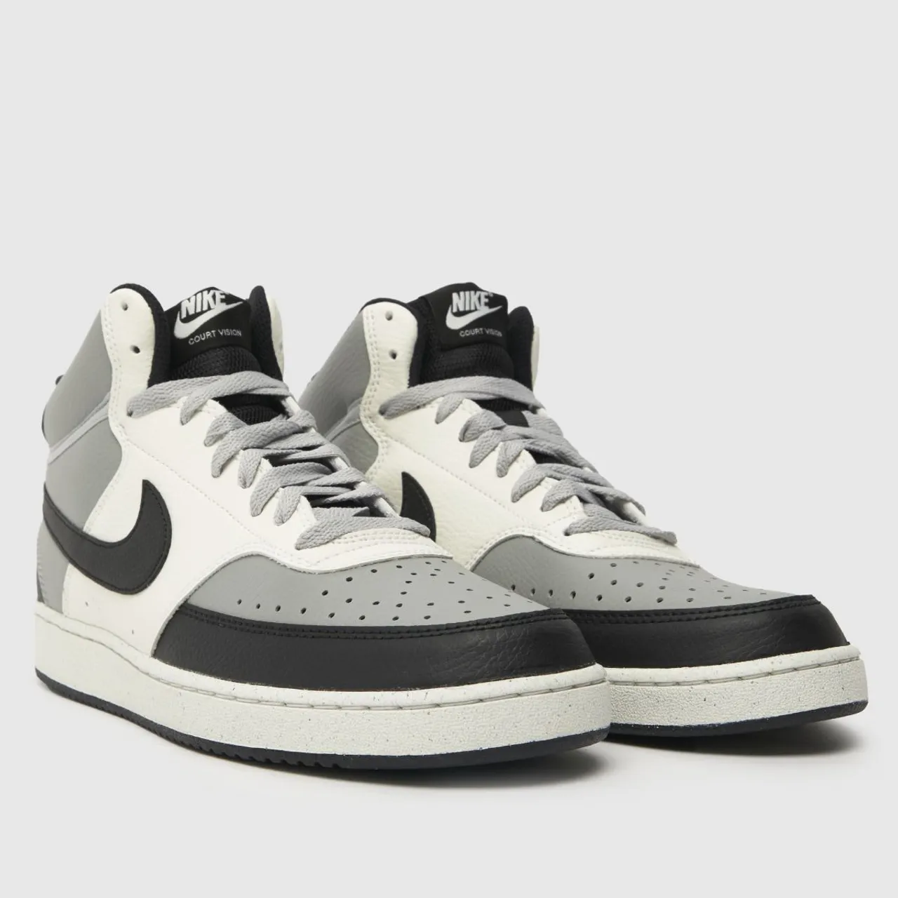 Nike Court Vision Mid Trainers In Black & Grey