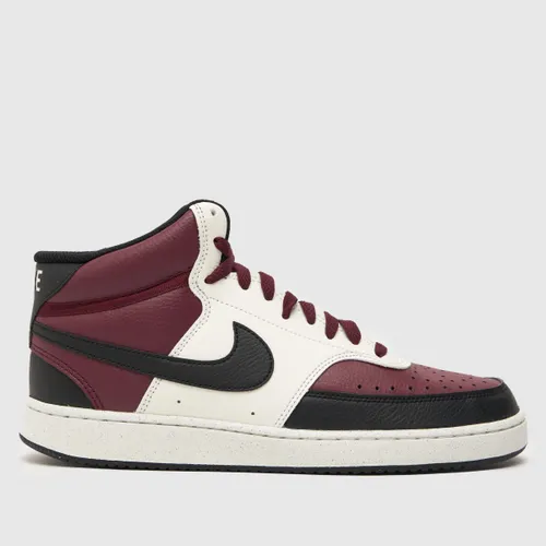 Nike Court Vision Mid Trainers In Burgundy