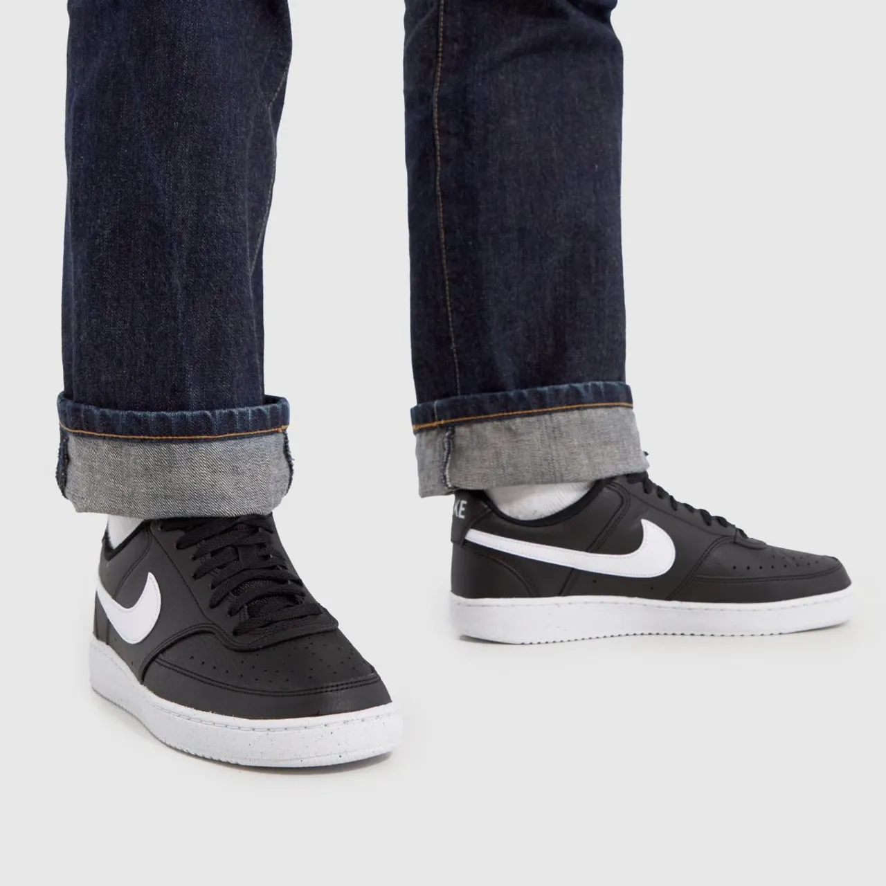Nike Court Vision Trainers In Black & White