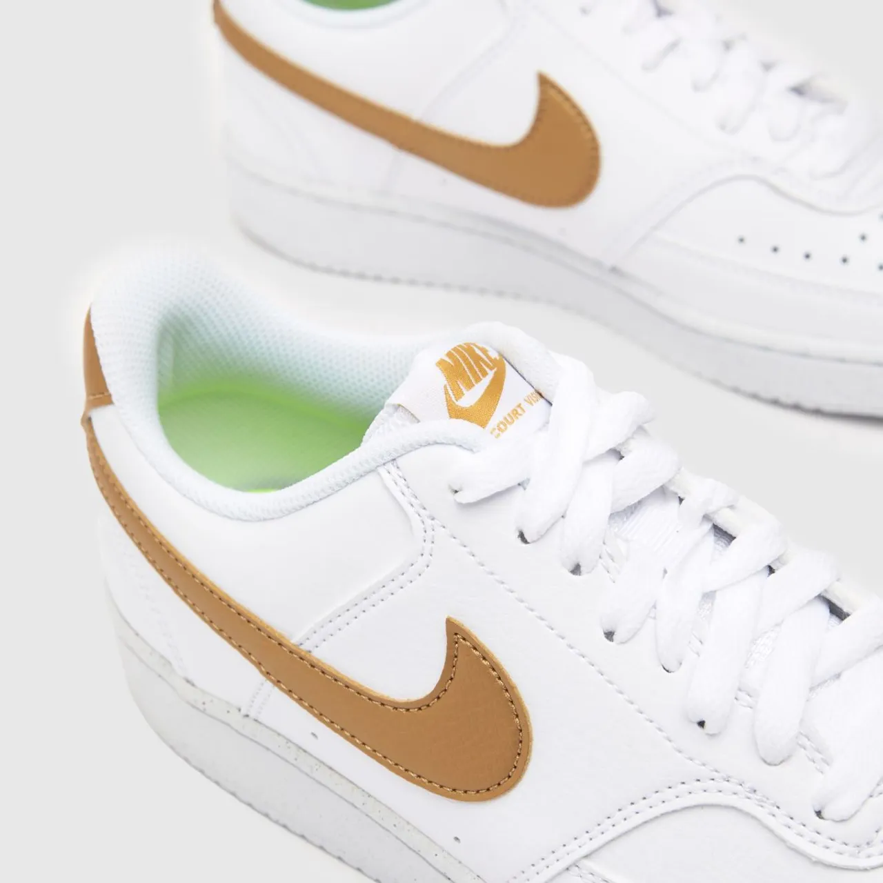 Nike Court Vision Trainers In White & Gold