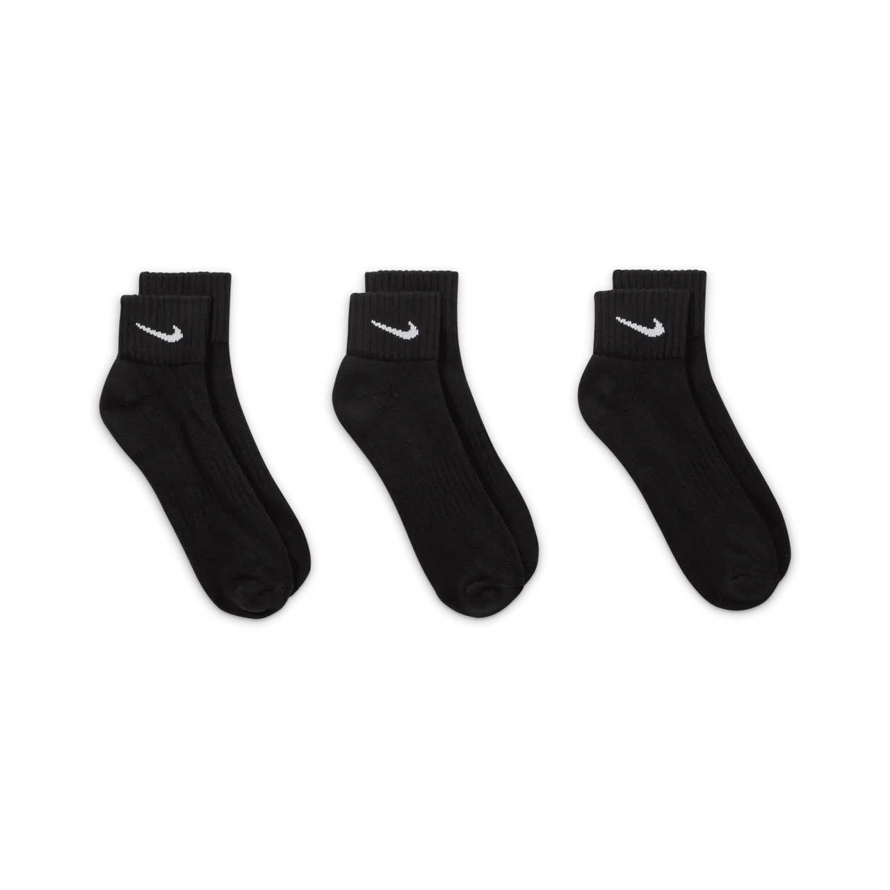 Nike Cushioned Ankle Socks (3 Pairs) - Black - Polyester