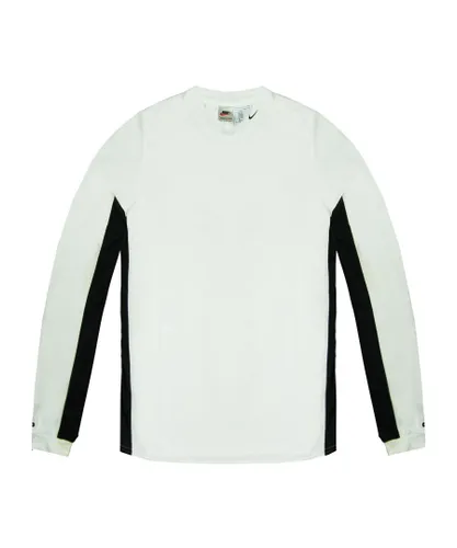 Nike Dri-Fit Logo Long Sleeve Shirt White Black Womens Training Top 260027 100
