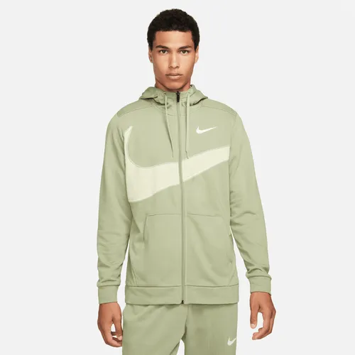 Nike Dri-FIT Men's Fleece Full-Zip Fitness Hoodie - Green - Polyester