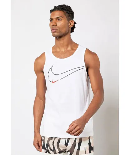 Nike Dri-FIT Mens Graphic Training Tank Vest in White Jersey