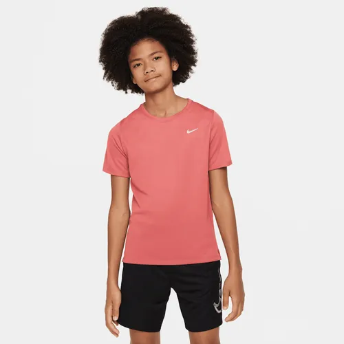 Nike Dri-FIT Miler Older Kids' (Boys') Short-Sleeve Training Top - Red - Polyester