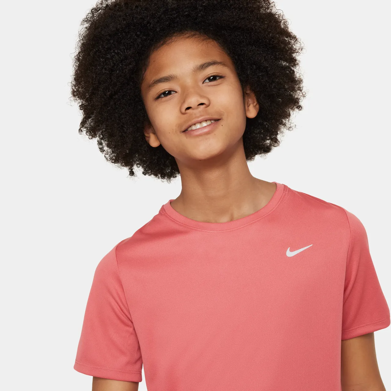 Nike Dri-FIT Miler Older Kids' (Boys') Short-Sleeve Training Top - Red - Polyester
