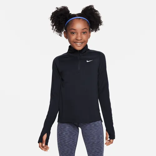 Nike Dri-FIT Older Kids' (Girls') Long-Sleeve 1/2-Zip Top - Black - Polyester
