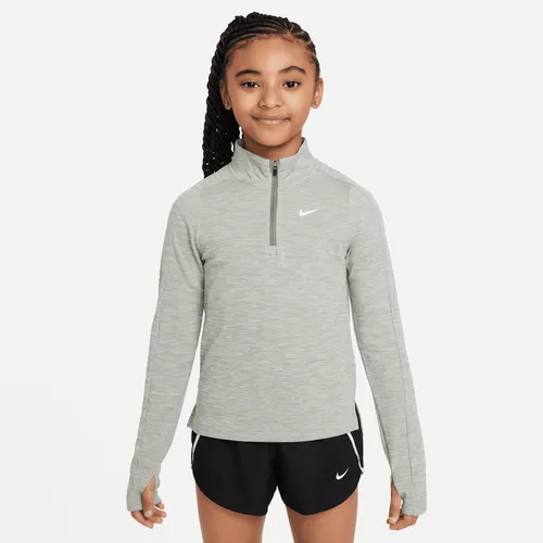 Nike Dri-FIT Older Kids' (Girls') Long-Sleeve 1/2-Zip Top - Grey - Polyester