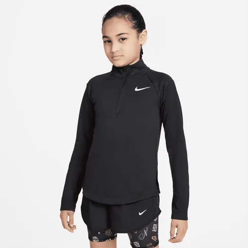Nike Dri-FIT Older Kids' (Girls') Long-Sleeve Running Top - Black - Polyester