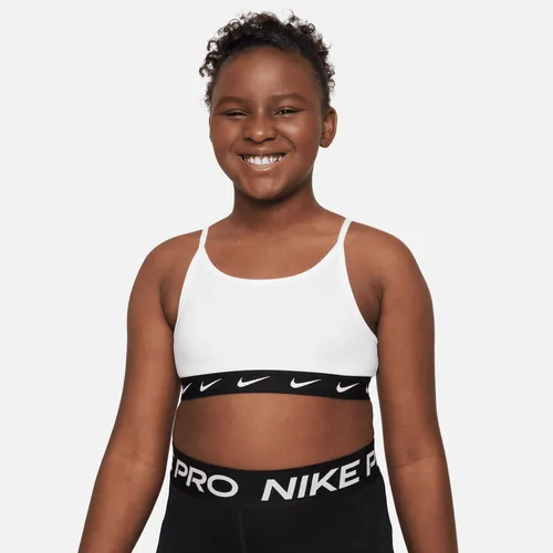 Nike Dri-FIT One Older Kids' (Girls') Sports Bra (Extended Size) - White - Polyester