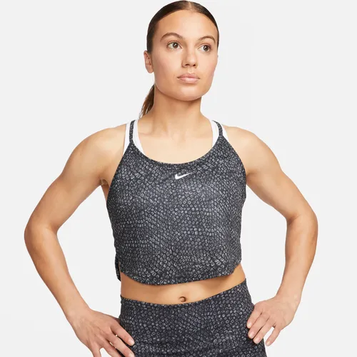 Nike Dri-FIT One Women's Printed Crop Tank Top - Black - Polyester