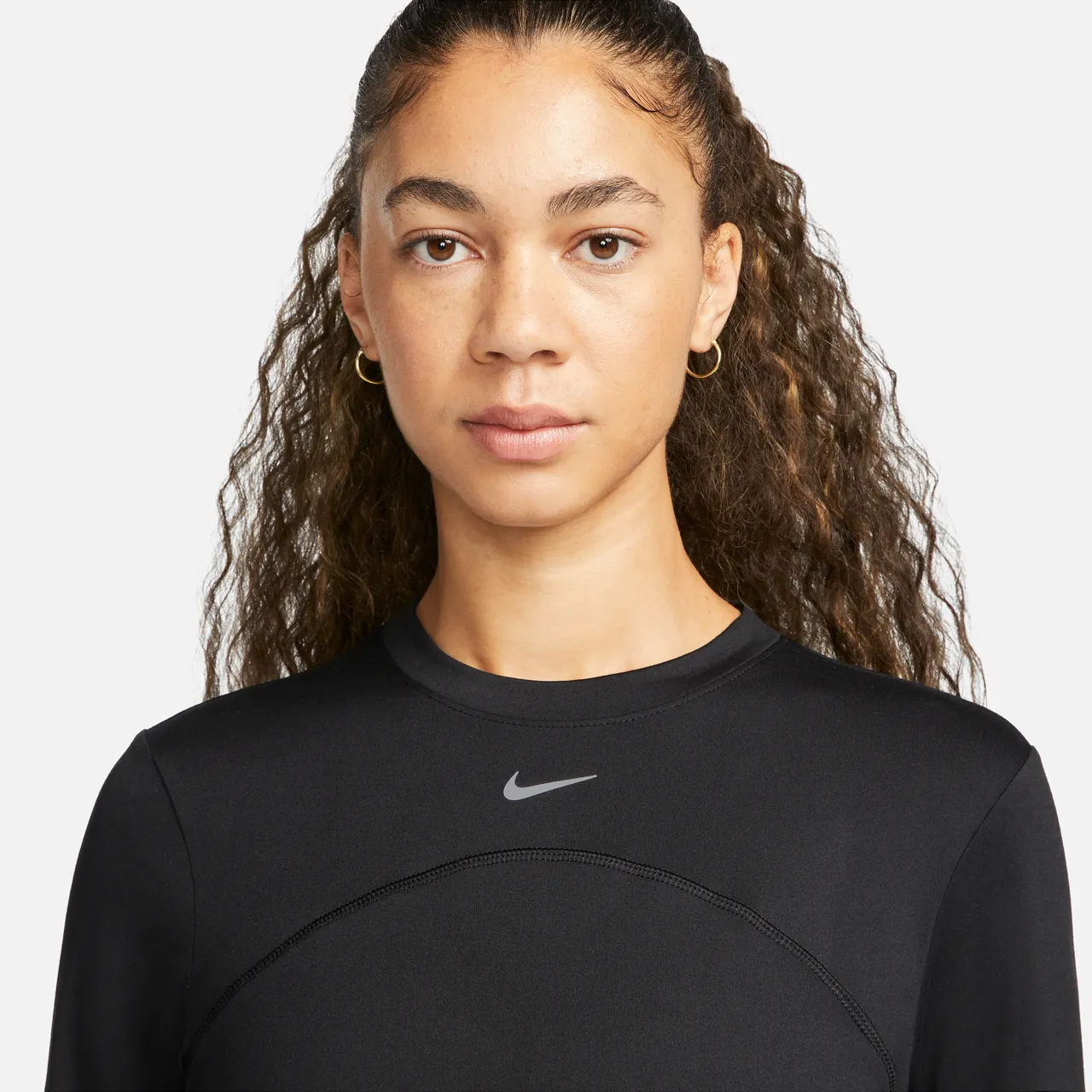 Nike Dri-FIT Swift UV Women's Crew-Neck Running Top - Black - Polyester