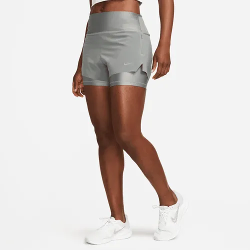 Nike Dri-FIT Swift Women's Mid-Rise 8cm (approx.) 2-in-1 Running Shorts with Pockets - Grey - Polyester