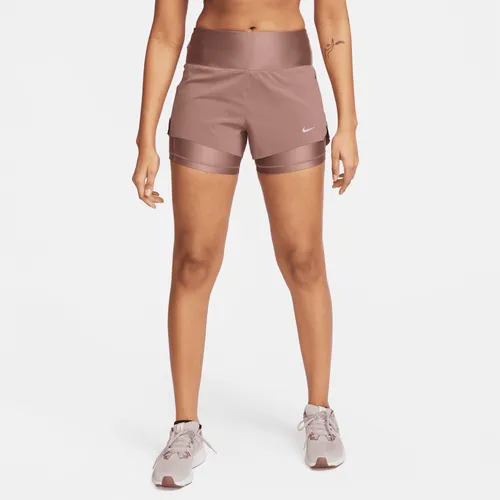 Nike Dri-FIT Swift Women's Mid-Rise 8cm (approx.) 2-in-1 Running Shorts with Pockets - Purple - Polyester