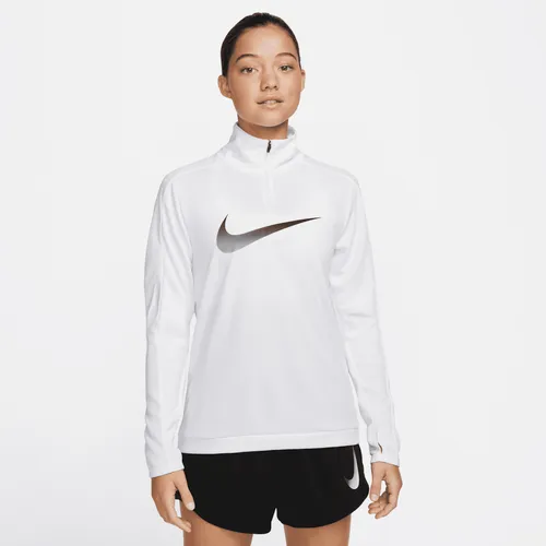 Nike Dri-FIT Swoosh Women's 1/4-Zip Long-Sleeve Running Mid Layer - White - Polyester