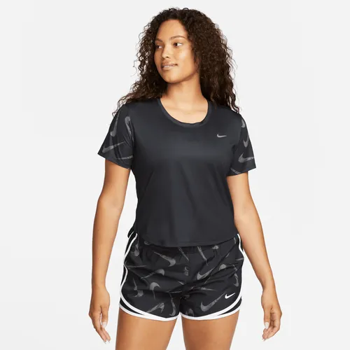 Nike Dri-FIT Swoosh Women's Short-Sleeve Printed Running Top - Black - Polyester