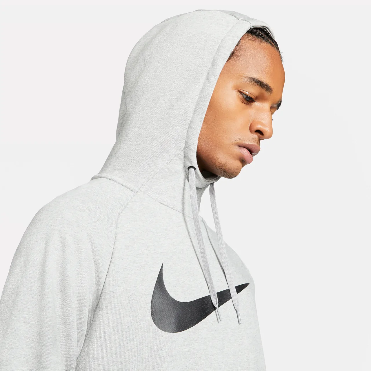 Nike Dry Graphic Men's Dri-FIT Hooded Fitness Pullover Hoodie - Grey - Polyester