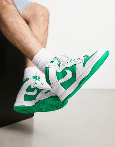 Nike Dunk Hi Retro trainers in white and green