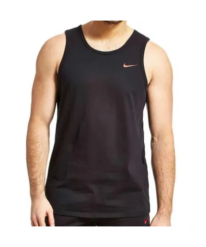Nike Embroidered Swoosh Mens Vest Tank in Black Cotton