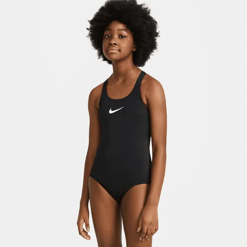 Nike Essential Older Kids' (Girls') Racerback 1-Piece Swimsuit - Black - Polyester