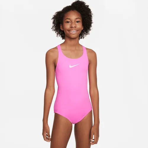 Nike Essential Older Kids' (Girls') Racerback 1-Piece Swimsuit - Pink - Polyester