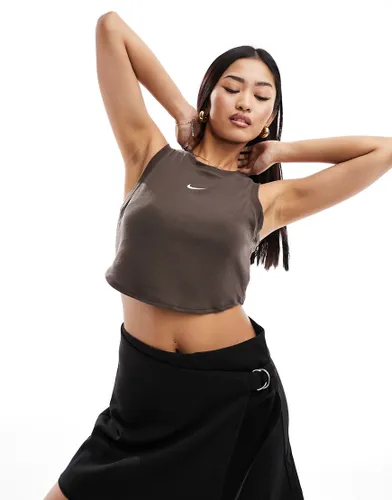 Nike Essential ribbed cropped tank top in baroque brown