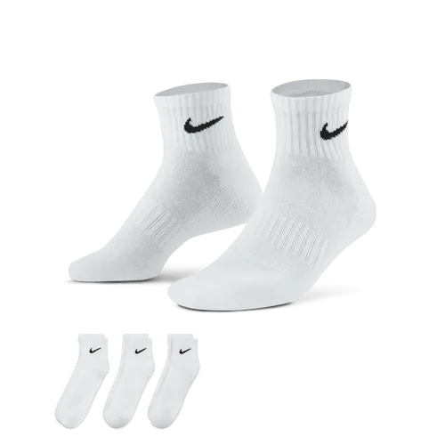 Nike Everyday Cushioned Training Ankle Socks (3 Pairs) - White - Polyester