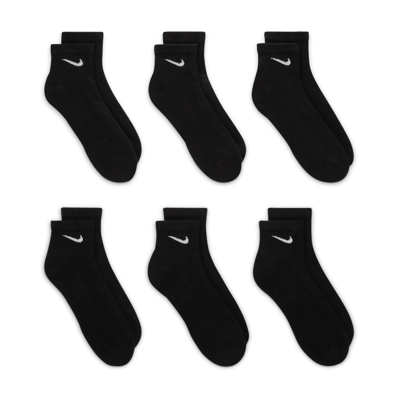Nike Everyday Cushioned Training Ankle Socks (6 Pairs) - Black - Polyester