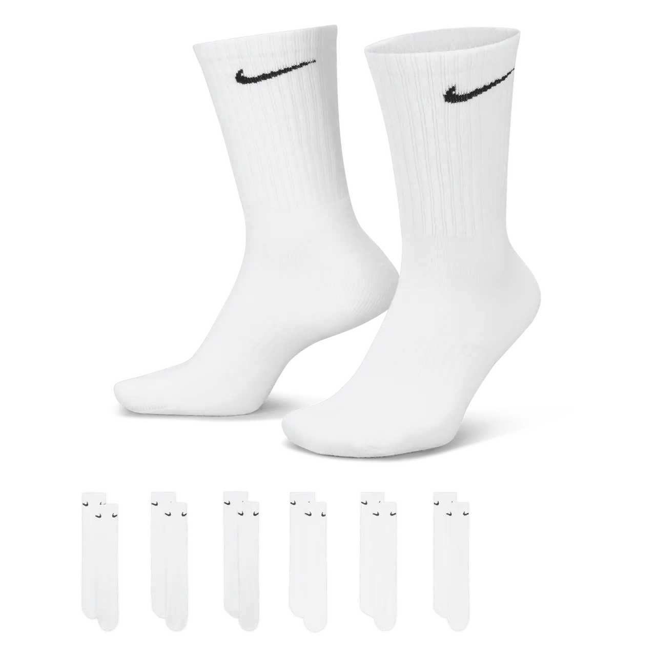 Nike Everyday Cushioned Training Crew Socks (6 Pairs) - White - Polyester