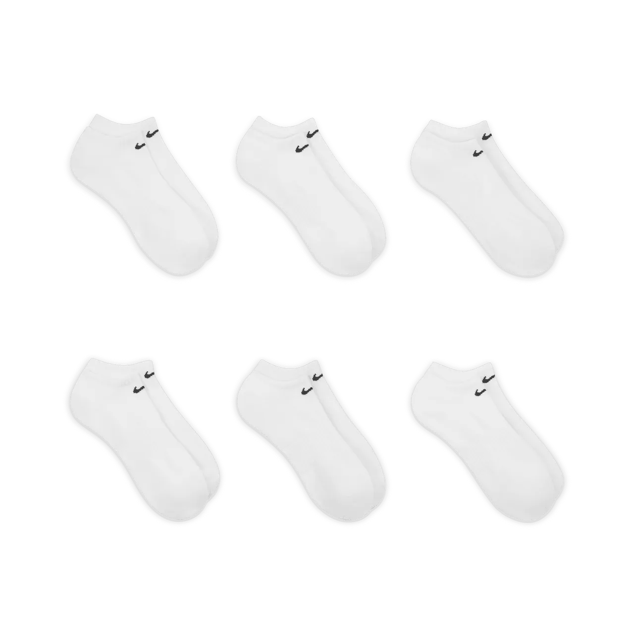 Nike Everyday Cushioned Training No-Show Socks (6 Pairs) - White - Polyester