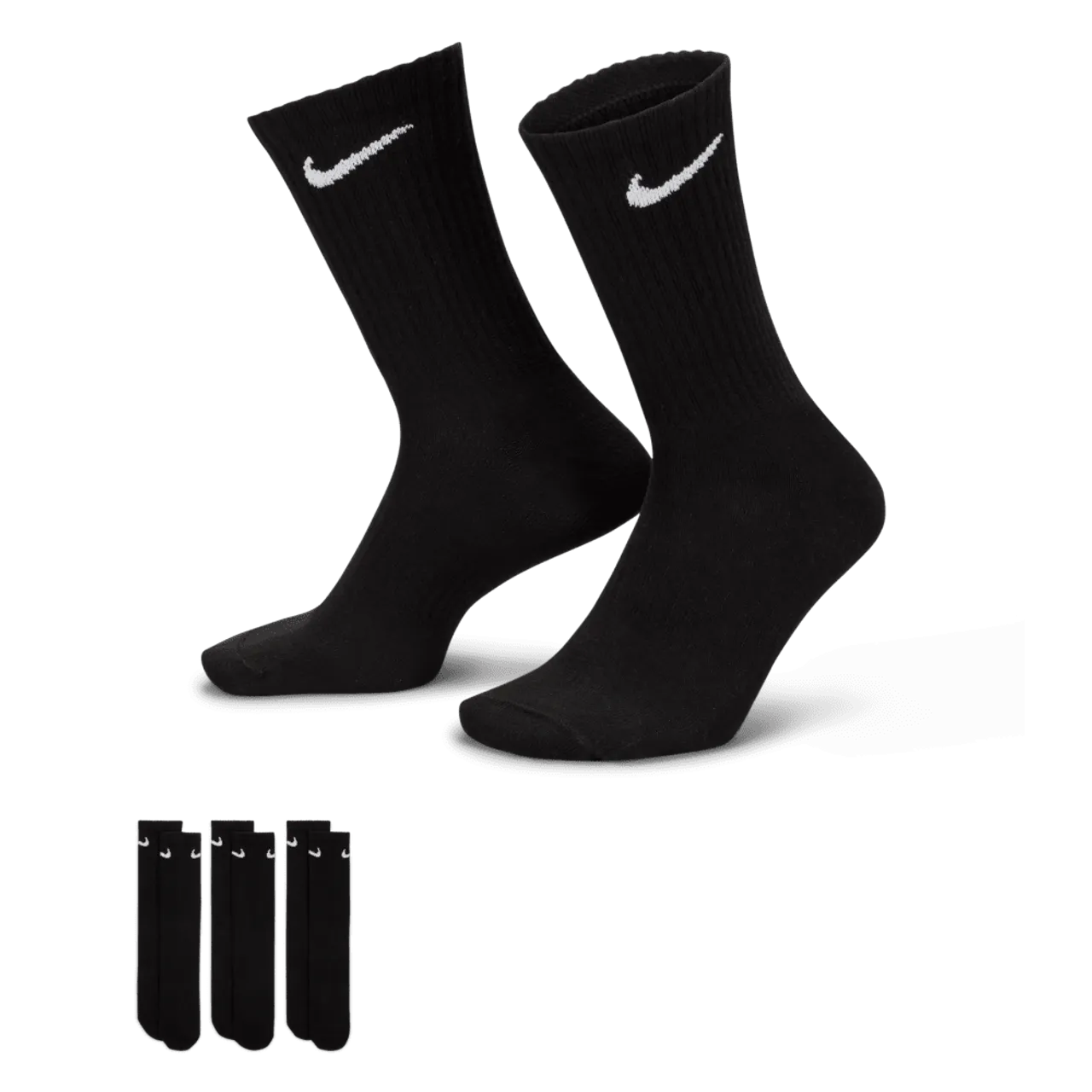 Nike Everyday Lightweight Training Crew Socks (3 Pairs) - Black - Polyester