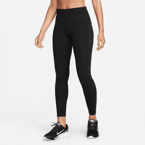 Nike Fast Women's Mid-Rise 7/8 Printed Leggings with Pockets - Black - Polyester