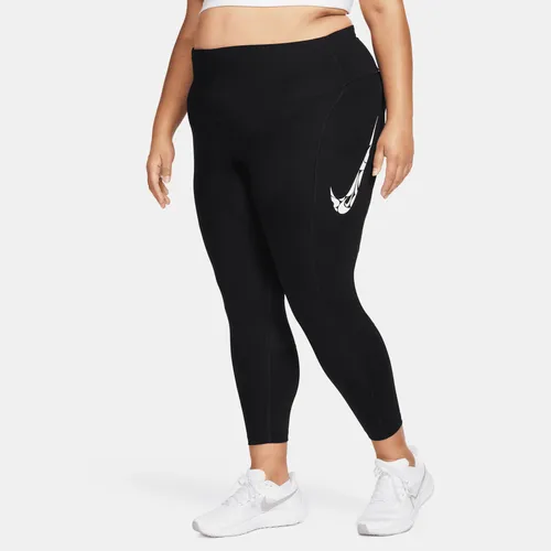 Nike Fast Women's Mid-Rise 7/8 Running Leggings with Pockets - Black - Polyester