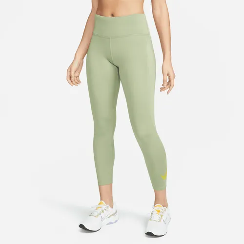 Nike Fast Women's Mid-Rise 7/8 Running Leggings with Pockets - Green - Polyester