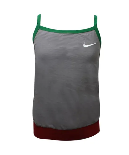 Nike Girls Tank Top Casual Colour Block Vest Branded Tee Grey 412413 009 Cotton