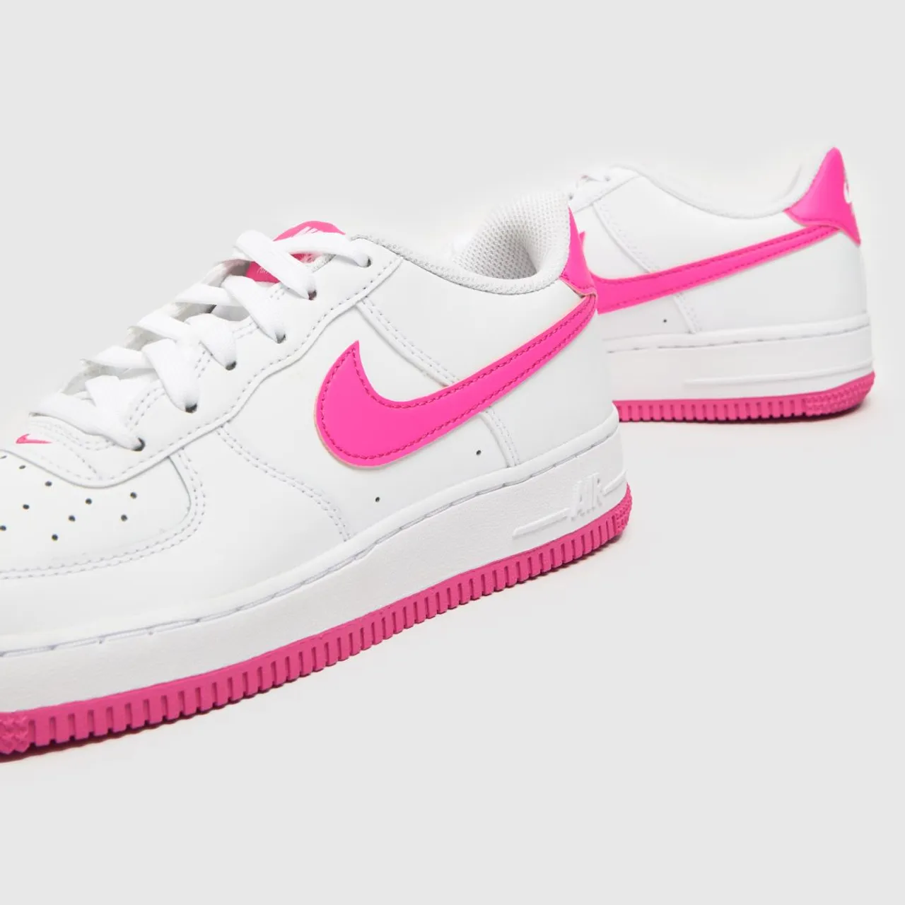 Nike Girls White and Pink Air Force 1 Trainers